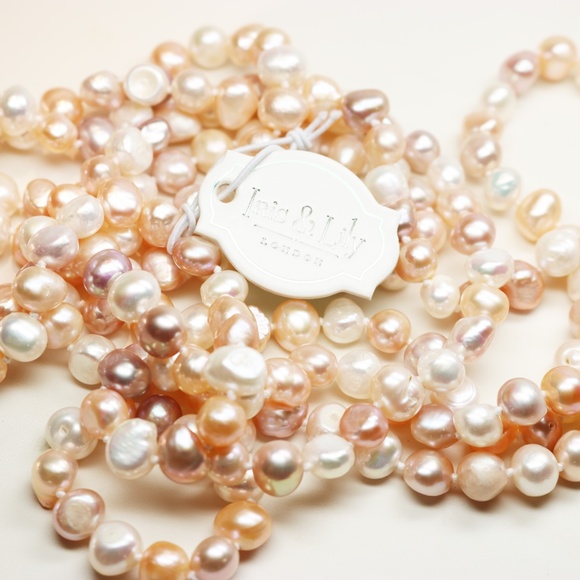 Iris & Lily London Pearl Necklace in Peaches & Cream ~ Baroque Style by 62”L NWT - Picture 2 of 16